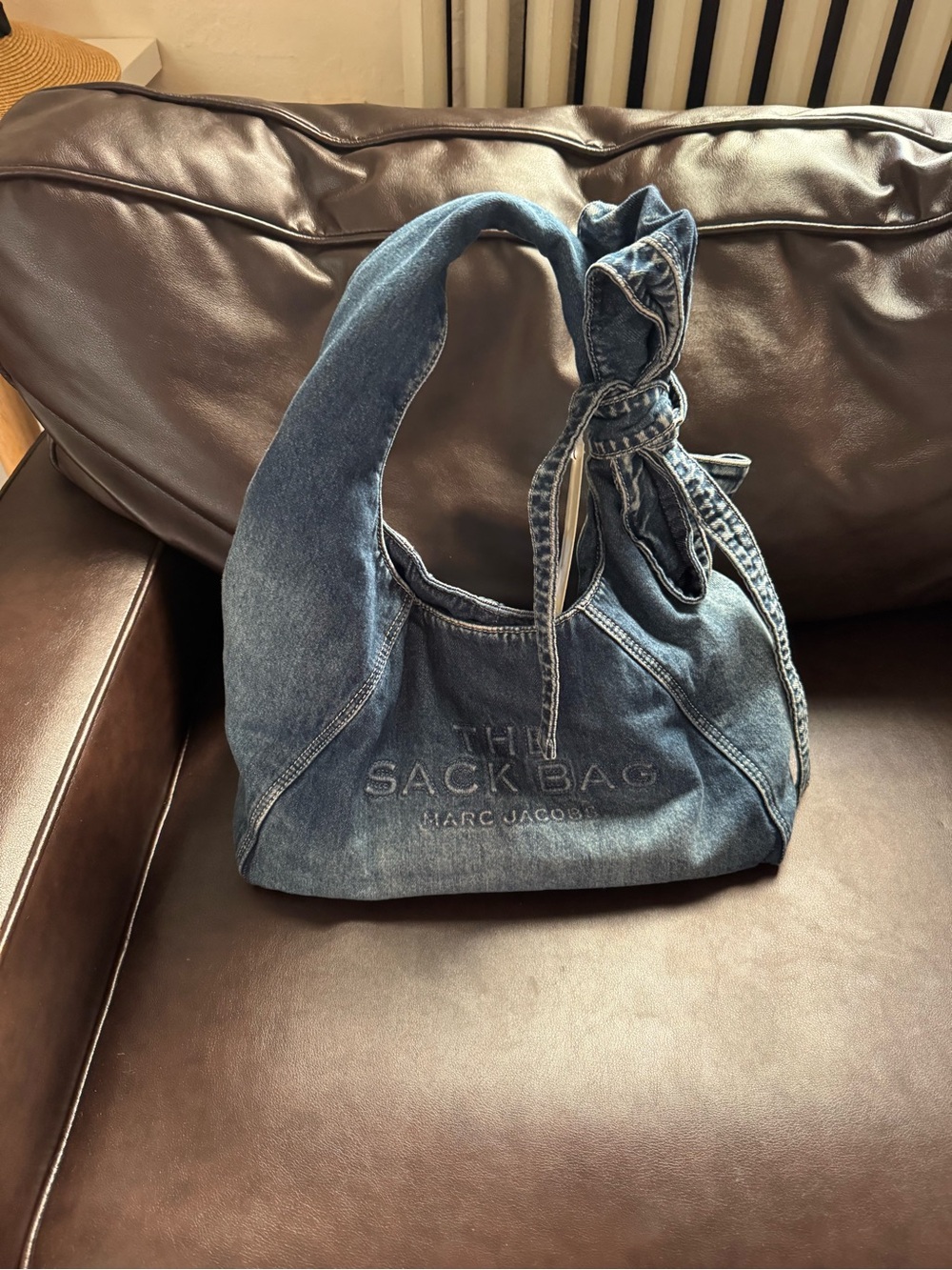 Marc Jacobs Denim Knot-Handle Sackbag in Blue